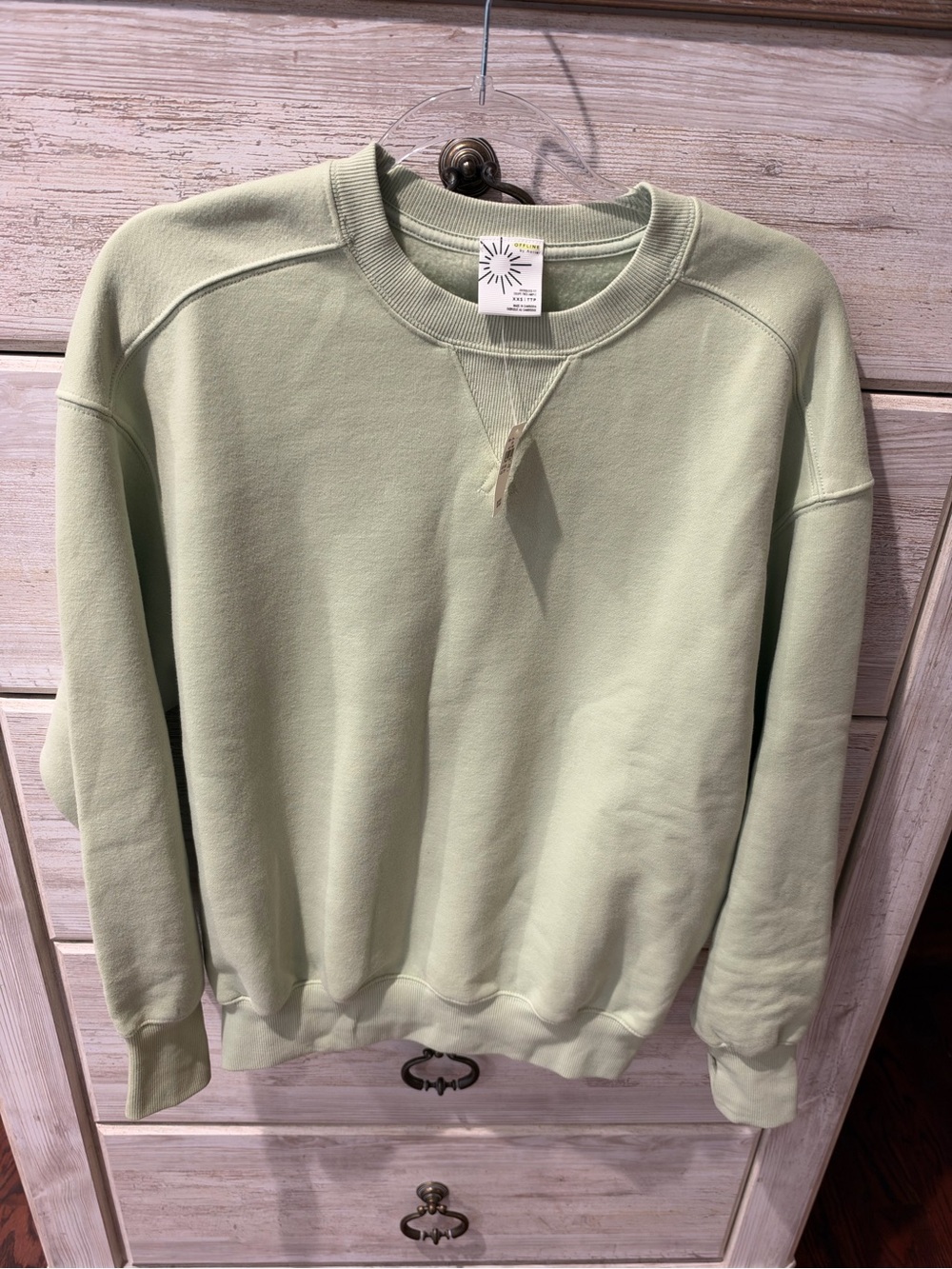 aerie Lightweight Crewneck Sweatshirt in Pale Green